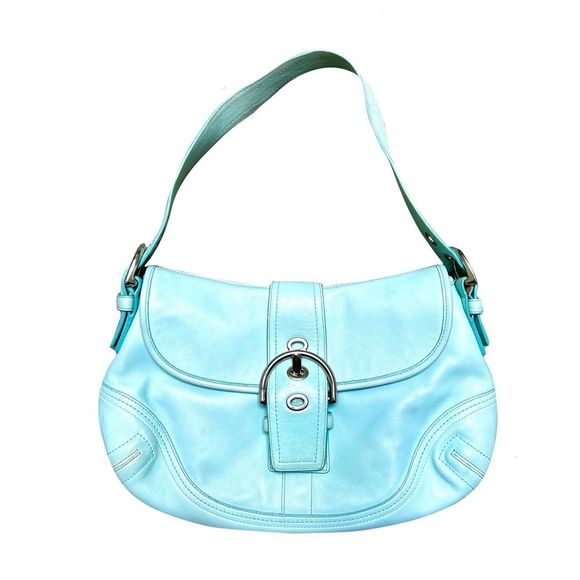 Powder Blue Coach Soho Leather Flap Bag - Picture 1 of 2